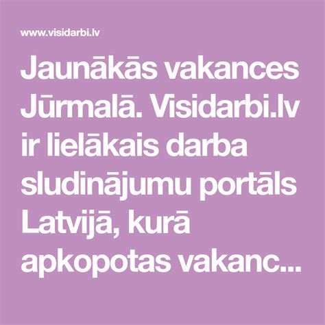 darb vakances no sludinājumu portāla zip.lv 